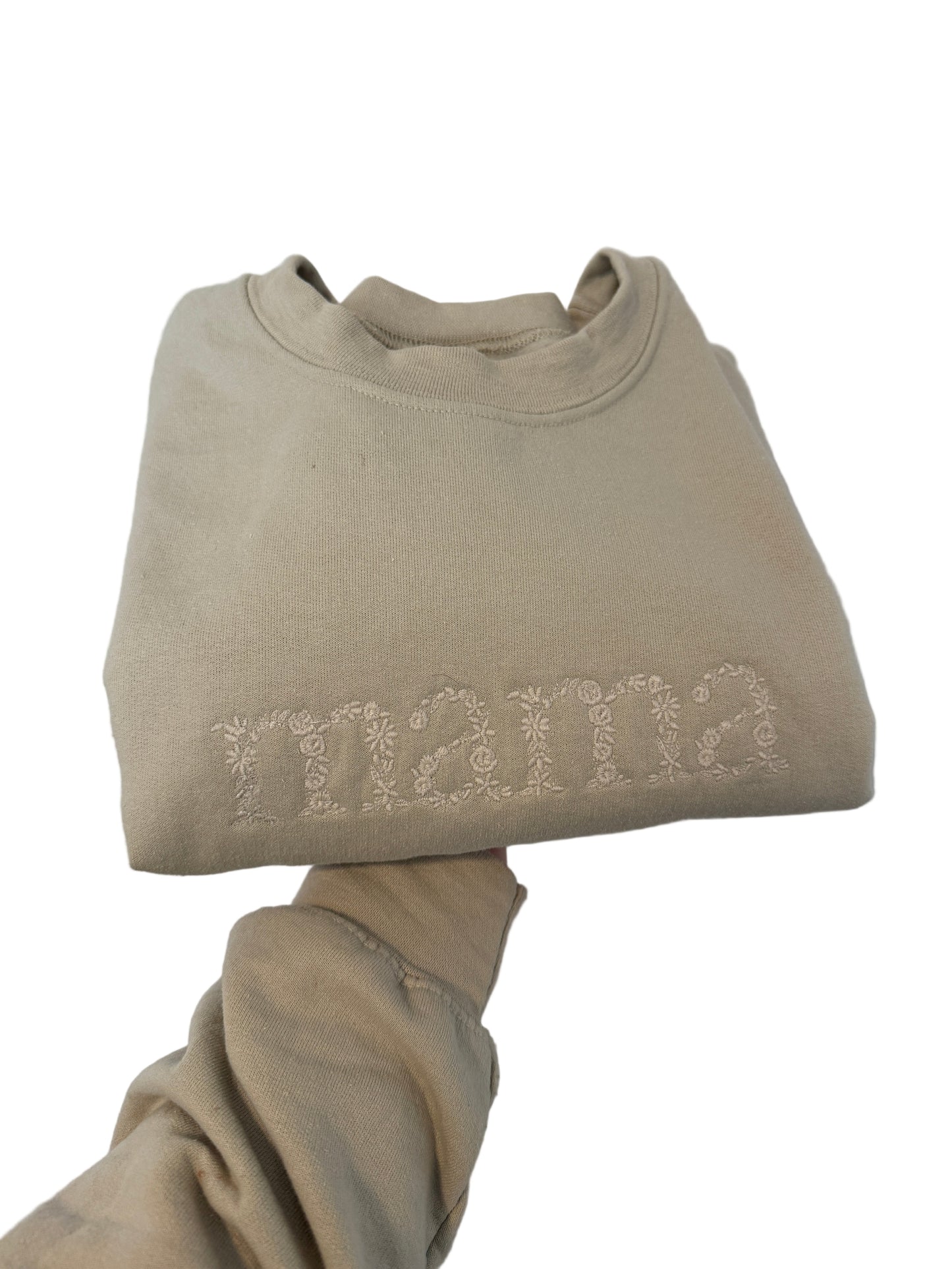 Neutral Embroidered Mama Crewneck