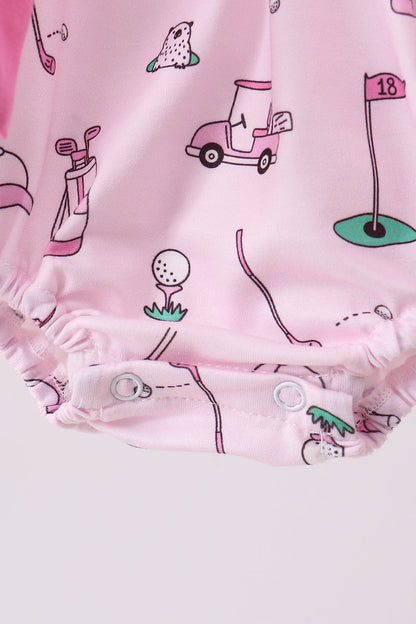 Pink golf print ruffle bubble