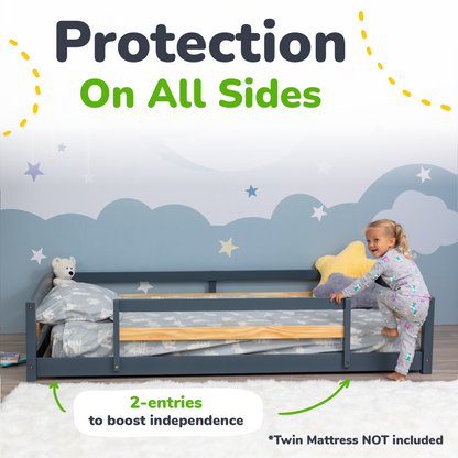 Twin Montessori Floor Bed with Safety Guardrails