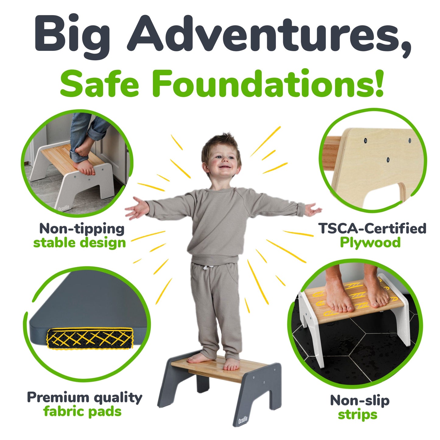 1-Step Wooden Stool for Kids