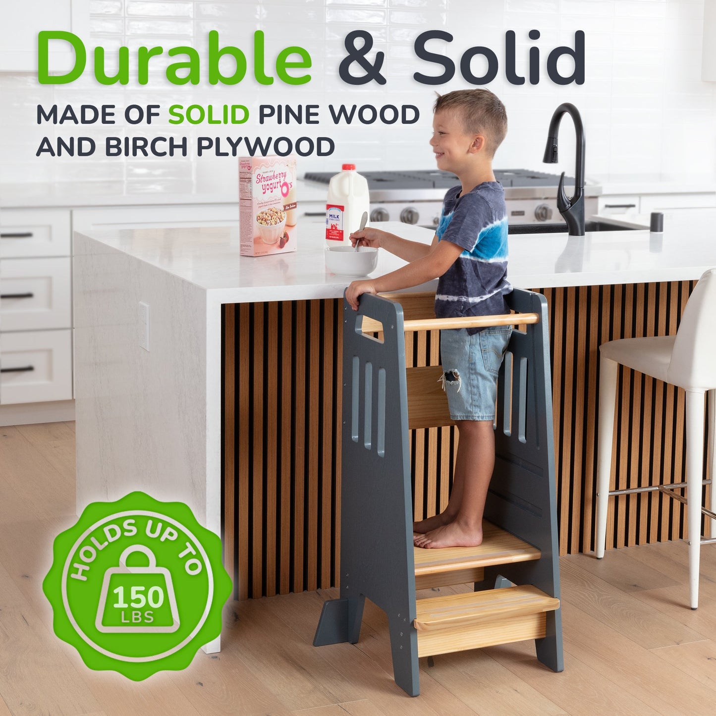 Standing Toddler Tower with Sliding Safety Door