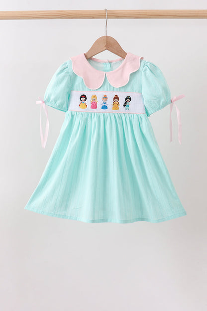 Mint Princess Smocked Jacquard Dress