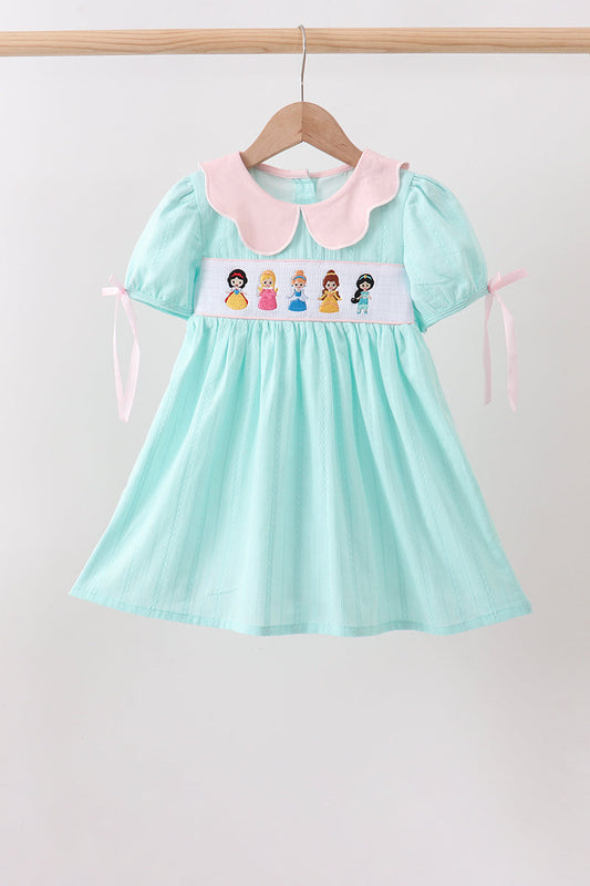 Mint Princess Smocked Jacquard Dress