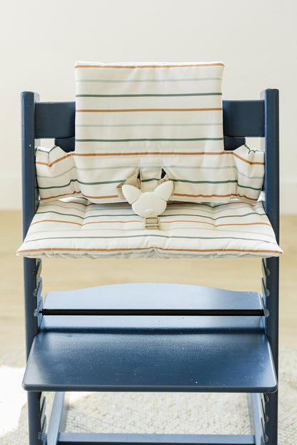 Multi Stripe Stokke Tripp Trapp Seat Cushion - Wipeable Cover - Baby Highchair Accessories - Neutral Stripes
